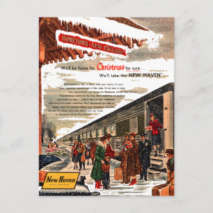 Cartão Postal De Festividades New Haven Railroad Christmas 1947