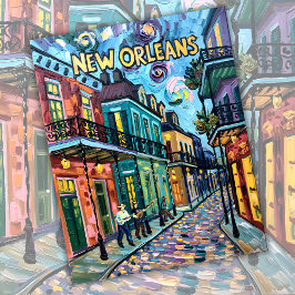 Cartão Postal De Festividades New Orleans French Quarter Van Gogh Style Viagem