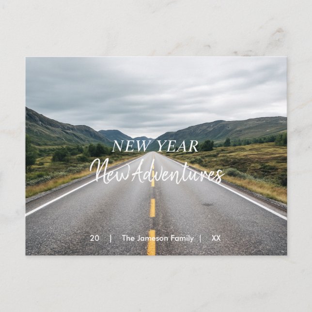 Cartão Postal De Festividades New Year New Adventures | Photo Holiday Postcard (Frente)