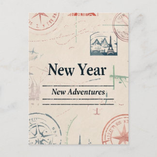 Cartão Postal De Festividades New Year New Adventures Travel Greeting