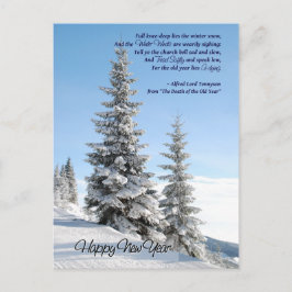 Cartão Postal De Festividades New Year's Day Fir Trees with Tennyson Poem
