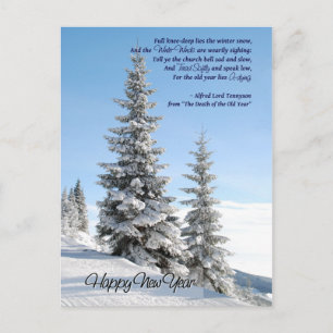Cartão Postal De Festividades New Year's Day Fir Trees with Tennyson Poem