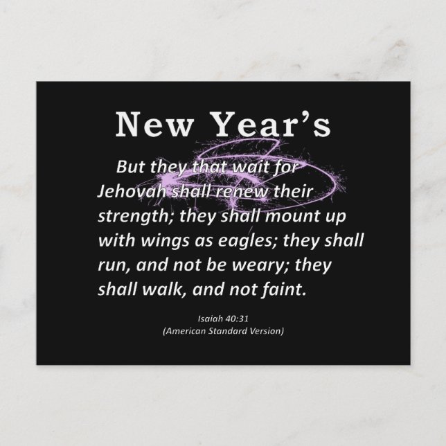 Cartão Postal De Festividades New Year's Isaiah 40-31 (Frente)