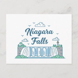 Cartão Postal De Festividades Niagara Falls Minimal Flat Design Illustration