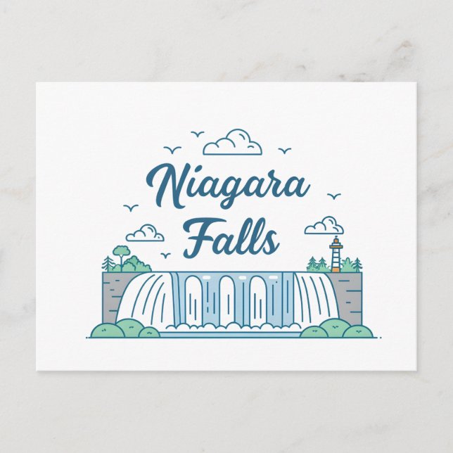 Cartão Postal De Festividades Niagara Falls Minimal Flat Design Illustration (Frente)
