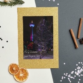 Cartão Postal De Festividades Niagara Falls Skylon Tower with Christmas Lights