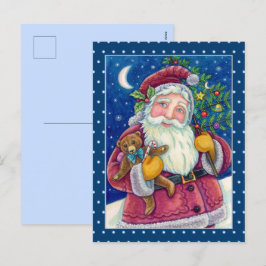 CARTÃO POSTAL DE FESTIVIDADES NICK E TEDDYBEAR DE RUA DE JOLLY, NATAL DE FASHION