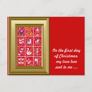 Cartão Postal De Festividades No primeiro dia do Natal meu verdadeiro amor envio