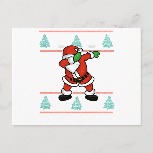 Cartão Postal De Festividades Noel Claus dab dança feia camiseta natalícia (Frente)
