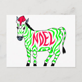 Cartão Postal De Festividades Noel Zebra