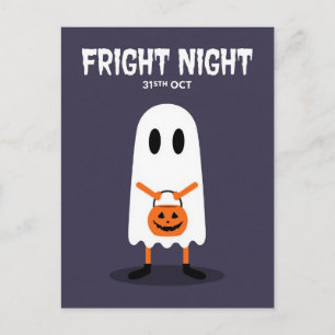 Cartão Postal De Festividades Noite Assustadora de Halloween Fantasma Fofa