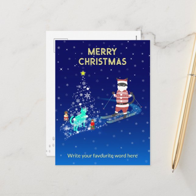 Cartão Postal De Festividades Noite de Aquecimento Cardíaco dos papais noeis (Frente/Verso In Situ)