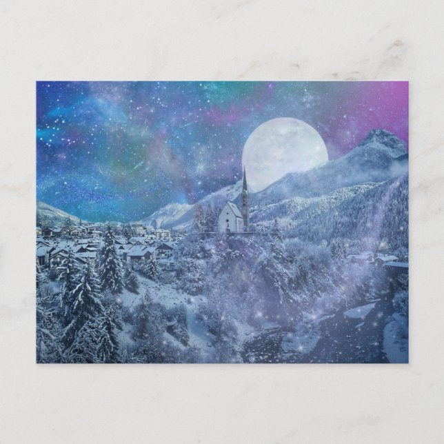 Cartão Postal De Festividades Noite de inverno (Frente)