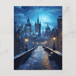 Cartão Postal De Festividades Noite de inverno em Praga