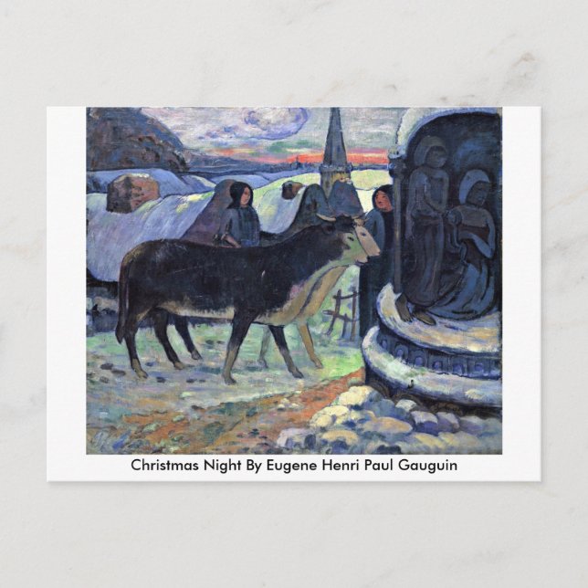 Cartão Postal De Festividades Noite De Natal De Eugene Henri Paul Gauguin (Frente)