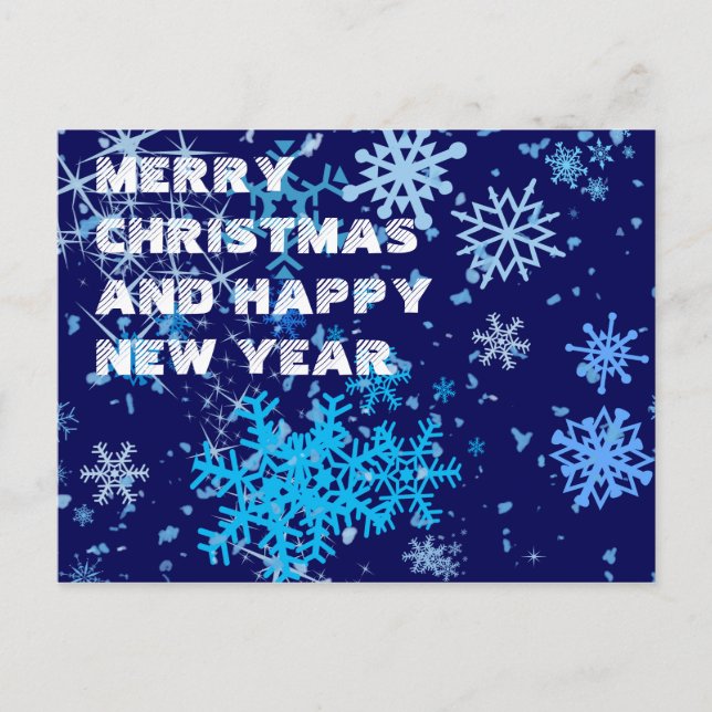 Cartão Postal De Festividades Noite de Natal em queda de neve (Frente)