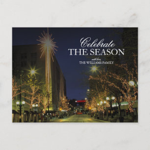 Cartão Postal De Festividades Noite do inverno em Seattle, Centro