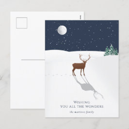 Cartão Postal De Festividades Noite Pacífica Maravilhas de Natal Cervo Estrelas 