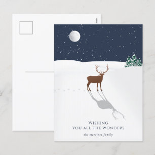 Cartão Postal De Festividades Noite Pacífica Maravilhas de Natal Cervo Estrelas