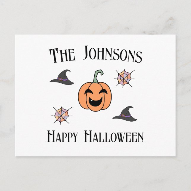 Cartão Postal De Festividades Nome da Família Halloween (Frente)