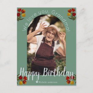 Cartão Postal De Festividades Nome da Foto Simples de Aniversário da Família Mod