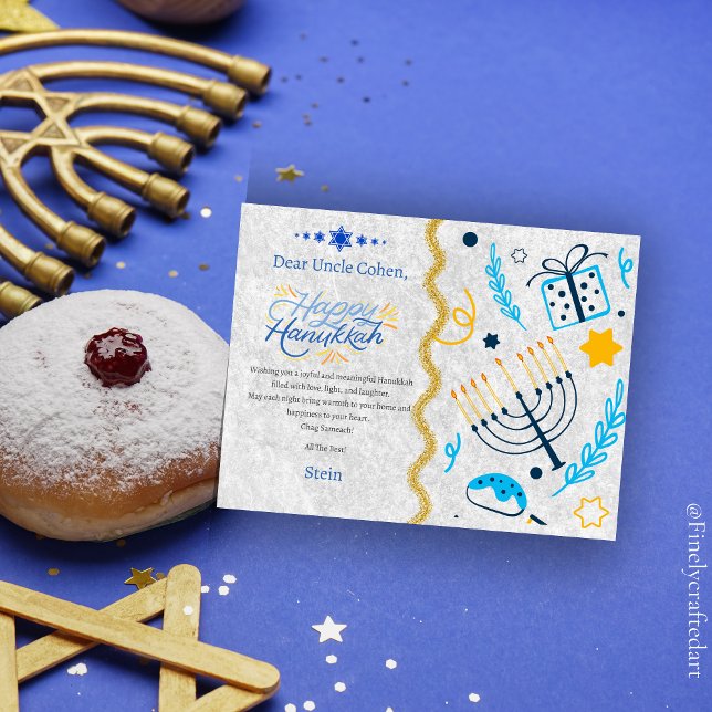 Cartão Postal De Festividades Nome da mensagem personalizada desejo feliz Hanukk (Criador carregado)