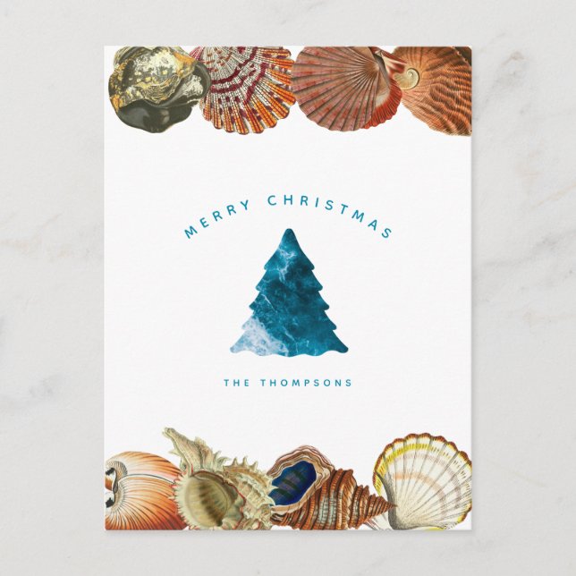 Cartão Postal De Festividades Nome Personalizado de Seashell de Praia de Verão (Frente)