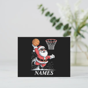Cartão Postal De Festividades Nome Personalizado Papais noeis Xmas Dunking Basba