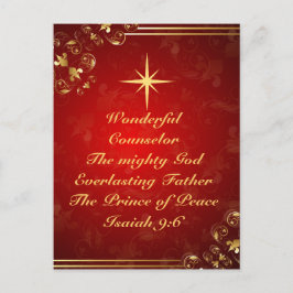 Cartão Postal De Festividades Nomes da Bíblia de Deus Verse Isaiah 9:6, Natal