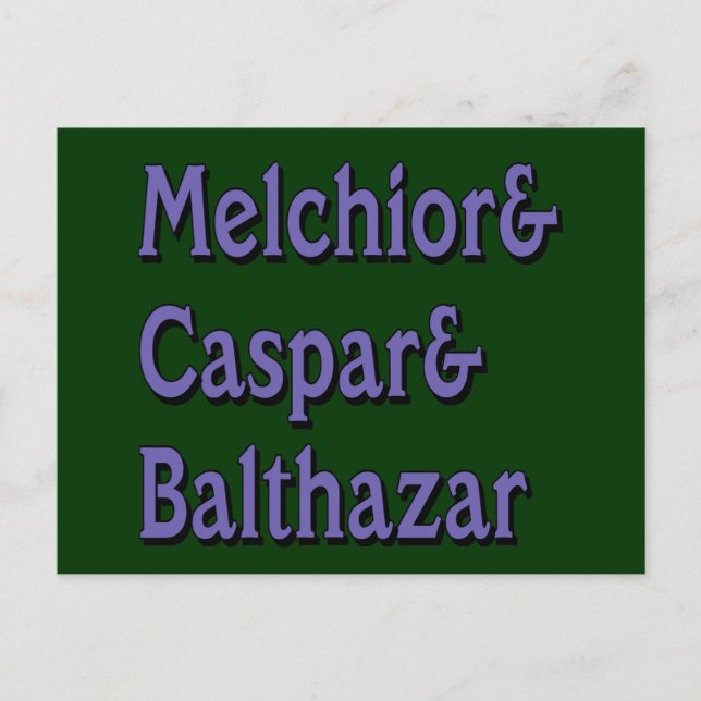 Cartão Postal De Festividades Nomes dos três sábios (Frente)