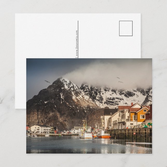 Cartão Postal De Festividades Noruega Lofoten Henningsvaer (Frente/Verso)