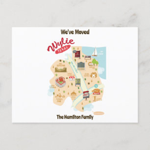 Cartão Postal De Festividades Nos mudamos para Wylie Texas Postcard