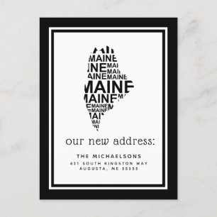 Cartão Postal De Festividades Nós nos movemos Maine Typografia