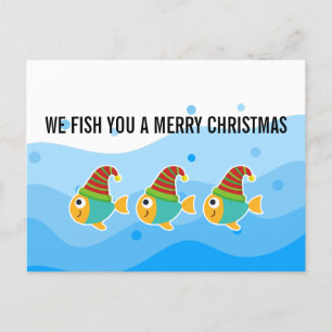 CARTÃO POSTAL DE FESTIVIDADES NÓS PEIXES VOCÊS ESTÃO FELIZ NATAL CARTÃO DE NATAL