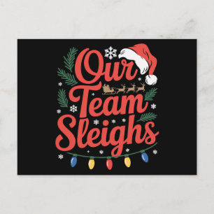 Cartão Postal De Festividades Nossa Equipe Derruba Luzes de Renas do Papai Noel 