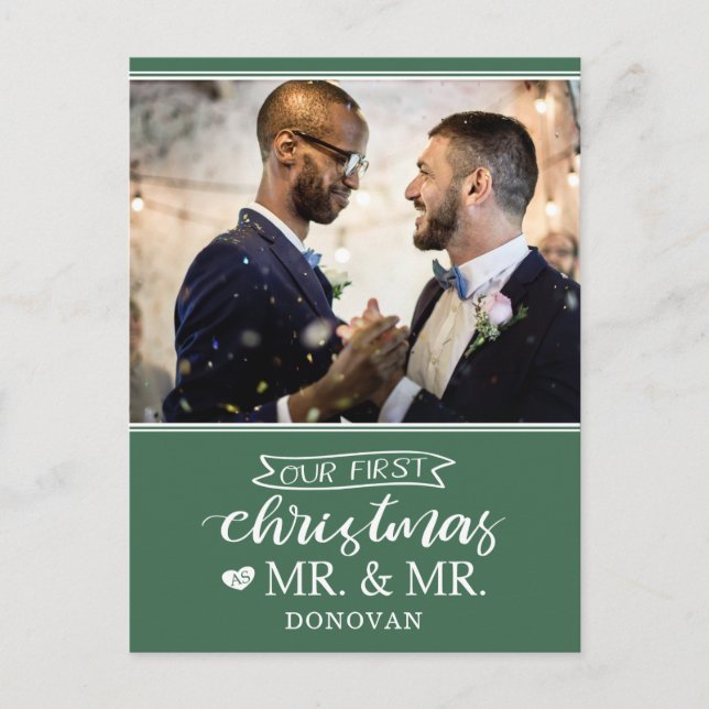 Cartão Postal De Festividades Nosso primeiro Natal como mr & mr newlyweds (Frente)