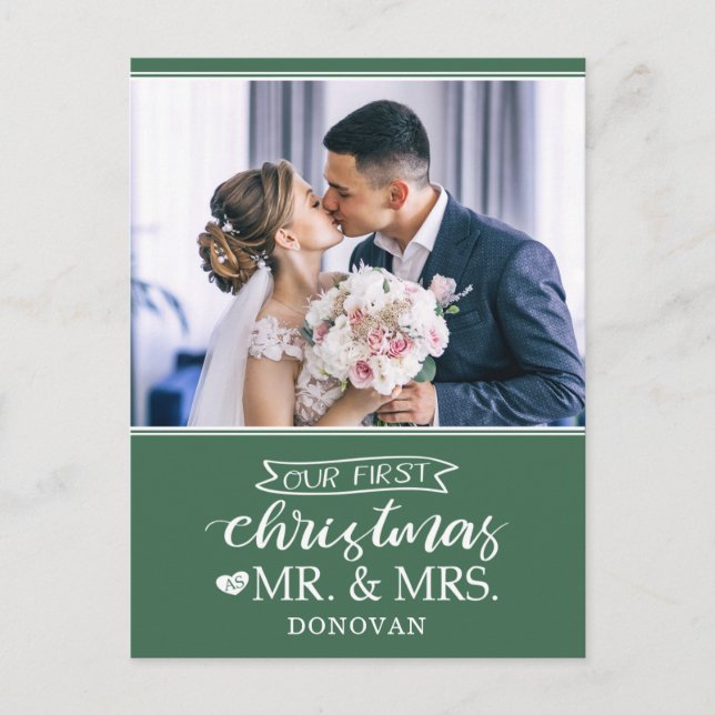 Cartão Postal De Festividades Nosso primeiro Natal como mr & mrs newlyweds (Frente)