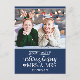 Cartão Postal De Festividades Nosso primeiro Natal como mrs & mrs newlyweds