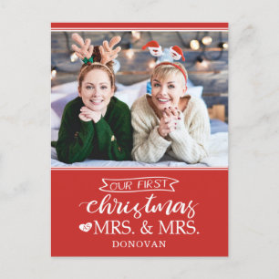 Cartão Postal De Festividades Nosso primeiro Natal como mrs & mrs newlyweds