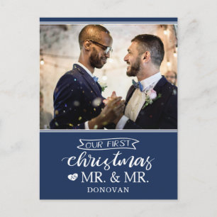 Cartão Postal De Festividades Nosso primeiro Natal como o sr. e mr newlyweds Hol