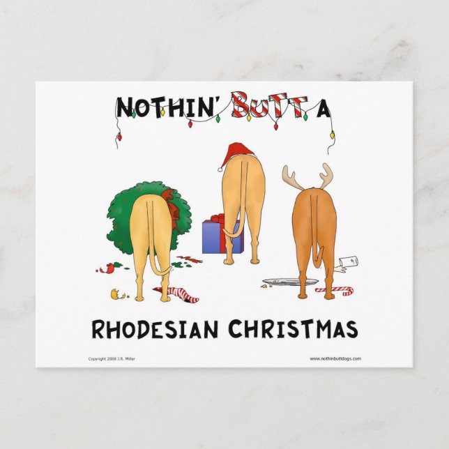 Cartão Postal De Festividades Nothin' Butt A Rhodesian Christmas (Frente)