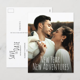 Cartão Postal De Festividades Novas Aventuras de Ano Novo Salve a data Foto