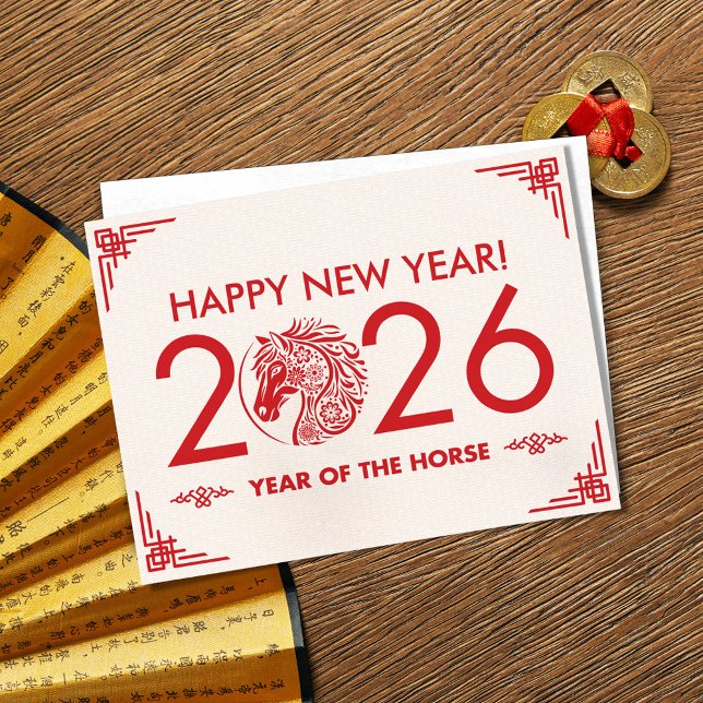 Cartão Postal De Festividades Novo ano chinês do cavalo 2026 (Criador carregado)