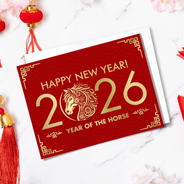 Cartão Postal De Festividades Novo ano chinês do cavalo 2026 (Criador carregado)