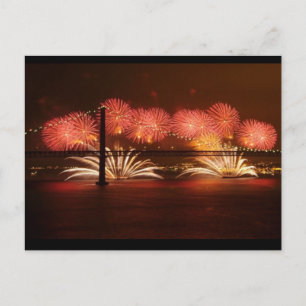 Cartão Postal De Festividades Novo ano de pirotecnia Lisboa