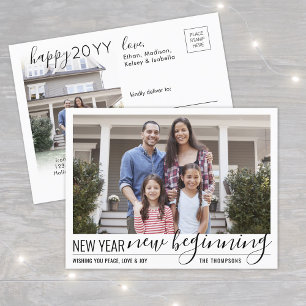 Cartão Postal De Festividades Novo Ano Novo Início 2 Foto Moderno Script