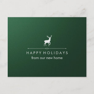 Cartão Postal De Festividades Novo discurso em Green and Silver Reindeer de Nata