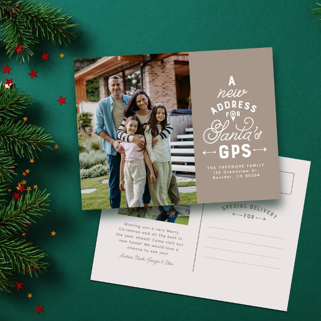 Cartão Postal De Festividades Novo endereço dois marinho de fotos - Natal neutro (Criador carregado)