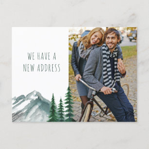 Cartão Postal De Festividades Novo Endereço Floresta Montanha Foto Movendo