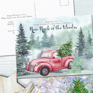 Cartão Postal De Festividades Novo Pescoço do Caminhão Vermelho do Natal das Flo